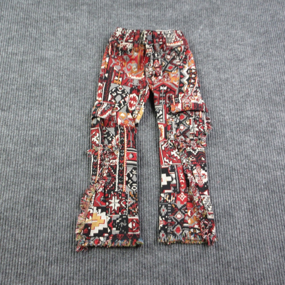 Rockstar Original Cargo Pants Boys 2T Red Patchwork Jacquard Pull On 18x19.5 NWT